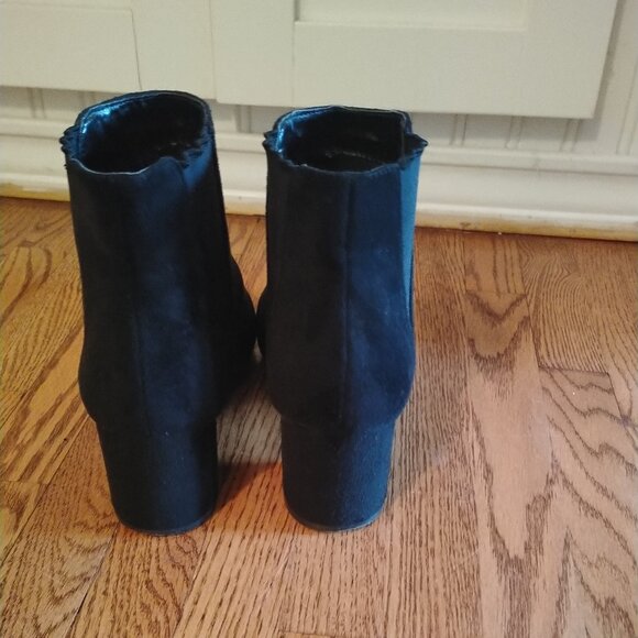 Vegan Suede Chunky Heel Booties - Picture 8 of 11